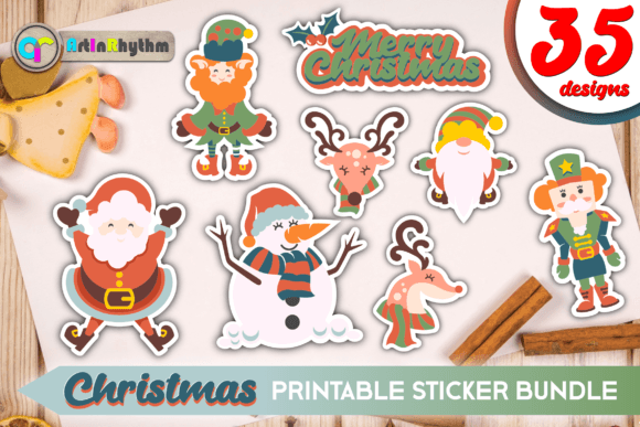 Download Retro Christmas Sticker Bundle / PNG - Retro Collection