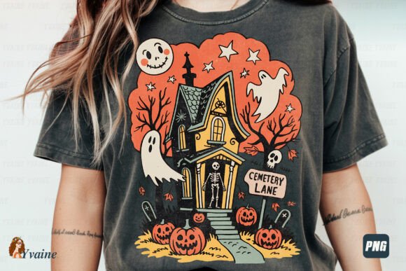 Download Retro Haunted House Halloween Poster PNG - Retro Collection