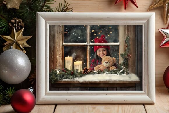Download Retro Christmas Window Digital Backdrop - Retro Collection