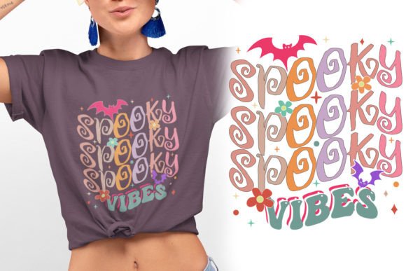 Download Retro Spooky Vibes Halloween Tee Design - Retro Collection