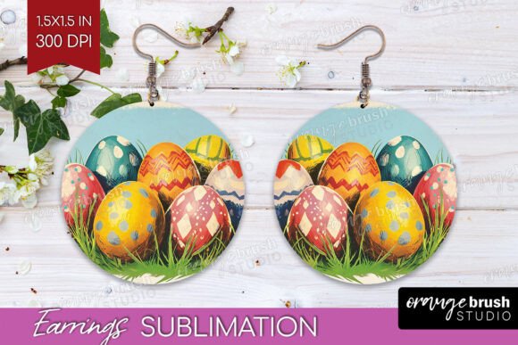 Download Retro Easter Round Earrings PNG - Retro Collection