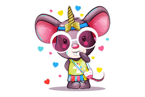 Download Baby Cartoon Mouse in Unicorn Costume - Baby Collection