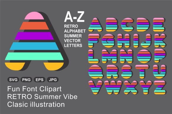Download Retro Summer Font Alphabet a-Z - Retro Collection