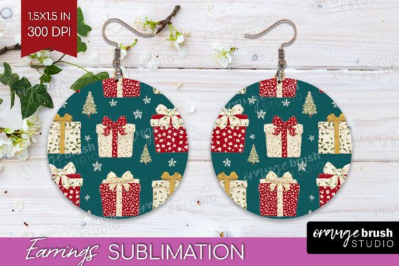 Download Retro Christmas Round Earrings PNG - Retro Collection