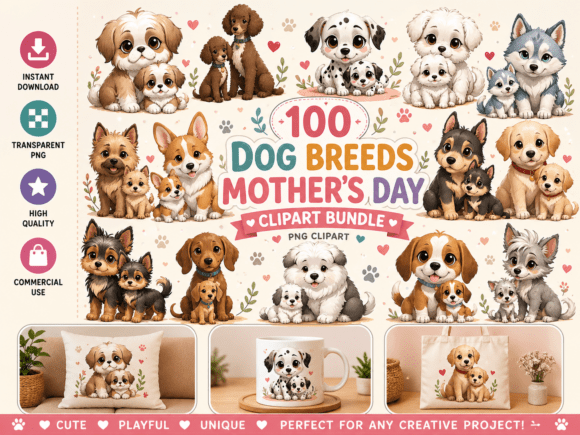 Download Dog Breeds Mother’s Day Theme Clipart - Theme Collection