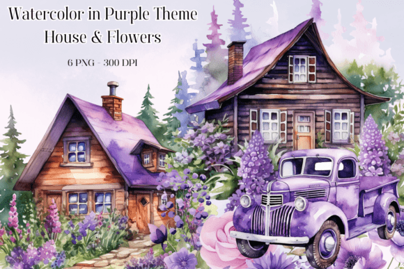 Download Flowers House in Purple Watercolor Theme - Theme Collection
